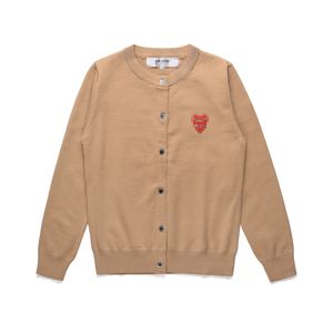 Suéteres masculinos de designer cdg com des garcons reproduzir botão cáqui wool sweater feminino cardigan corações duplos size s m