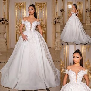 Wedding Dress Other Dresses Pearls Off Shoulder Lace Appliques Bridal Gowns Custom Made Sleeveless Up Floor Length Vestido De NoviaOther