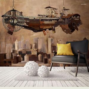 Tapeten 8D Wandbild Hintergrund Abstraktes Flugzeug Po Tapete 3D Handbemalte Retro Tapeten Schlafzimmer Wohnzimmer Dekor