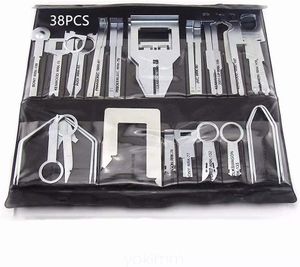 Universale 38pcs Car Audio Stereo Fix IT Tool Kit di strumenti di riparazione per la rimozione della radio del lettore CD con custodia robusta Pannelli delle porte automatiche Strumento di smontaggio interno