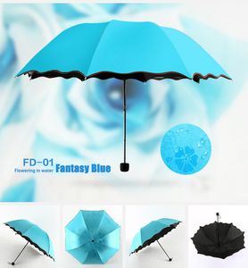 Umbrellas feminino guarda -chuva portátil de vento 3 Flores em água Mudança de água Cor Resistente a UV Sol/guarda -chuva XOBW 230330