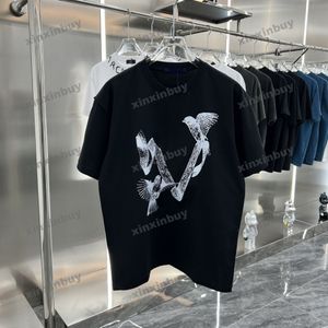 xinxinbuy Männer Designer T-Shirt 23ss Bird Letter Print Milan Kurzarm Baumwolle Damen Schwarz Weiß Blau Grau Khaki XS-2XL