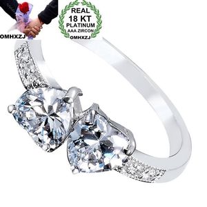 Cluster Rings OMHXZJ Wholesale European Fashion Woman Man Party Wedding Gift Heart White Zircon 18KT Gold Ring RR670