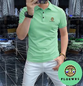 Nova camisa polo masculina lapela manga curta negócios casual moderno elegante multicolorido masculino t fino confortável roupas de verão M-4XL