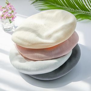 Berets Harajuku Casual Linen Beret Hat Spring Autumn Retro Nurses Hats For Women Ladies Elegant Beanie Breathable Girls Caps