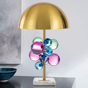 Table Lamps Modern Gold Wrought Iron Lamp For Bedroom Bedside Luxury Crystal Glass Ball Marble Light Living Room Study Desk