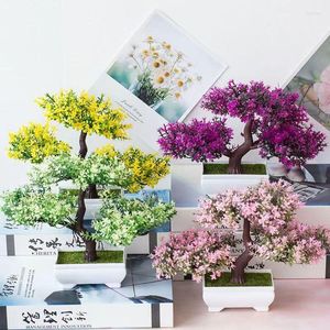 Decorative Flowers Artificial Plants Bonsai Small Flower Pot Fake Plant Potted Home Room Table Decoration El Garden Arrangement Ornaments