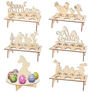 Other Event Party Supplies Easter Decoration for Home Wooden Egg Holder Shelves DIY Craft Handmade Ornaments Kids Gift Happy Decor 230330