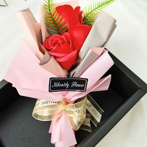 Handgjorda konstgjorda blommor Alla hjärtans dag Jul Creative Gifts Soap Flower Present Box Simulated Roses Soap Flower Bouquet