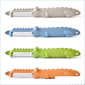 Fruktgrönsaksverktyg Crocodile Ceramic Peeler Cartoon Scra Scales Peeling Knifet Potatis Apple Tool Drop Delivery Home Garden Kitch DHYMV