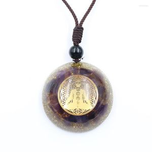 Anhänger Halsketten FYJS Einzigartige handgemachte Webart Kristall und Harz Buddha Spirituelle Halskette Baum des Lebens Schmuck