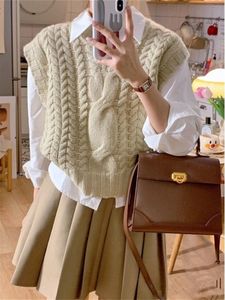 Kamizelki damskie Vintage SWEATER TOP TOP KOBIET SIDY O NECK AUTUMN Podstawowy trend Student Student Knitting Sleveless Comfort Fashion 230330