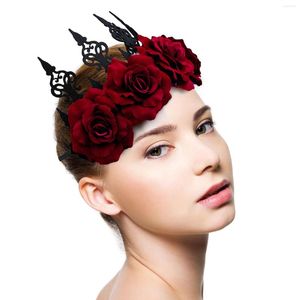 Brincos de colar Set Rose Flower Crown Festivais de casamento de Halloween Po Props Hair Garland Headwear Decor