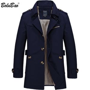 Męskie kurtki Bolibao Men Pat w płaszczu wiosenna marka Spring Casual Fit Wild Overcoat Solid Kolor Trench Mężczyzna 230329