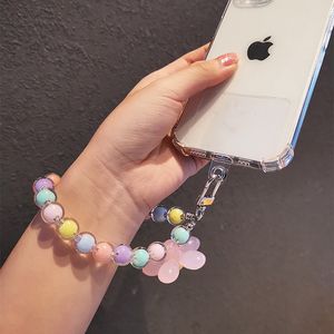 Alças para Celular Macaron Cor Cordão para Celular Alça de Pulso Feminina Cadeia de Mão Curta Antiperda Estojo para Celular Bonito Cordão Chave Pendente