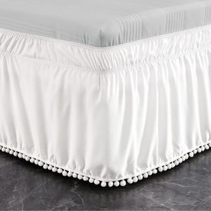 Bed Skirt Elegant top knot fringed puffy edge ruffled bedding made of strong elastic fabric with faded fabric 230330