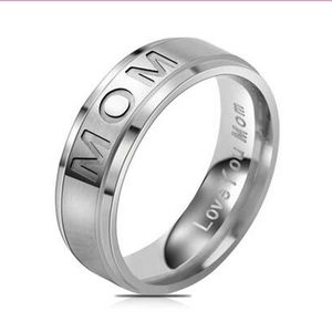 Solitaire Ring Gaxybb 'LOVE YOU MOM' Titanium Carving Women's Mother's Day Gift for Mom s Elegance Delicate Jewelry Y2303