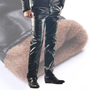 Men's Jeans Thoshine Brand Men Winter PU Leather Pants Thick Fleece Heavyweight Male Thermal Warm Trousers Motorcycle Windproof Waterproof 230330