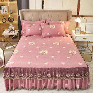 Spódnica łóżka 100% bawełniana luksusowa koronkowa pościel grube pościel domowe Pościelka nadrukowana pościel w stylu europejskim 230330