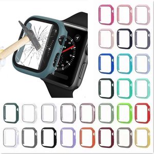 حالة مراقبة الكمبيوتر مع الزجاج المقسى 360 حامي شاشة بملئة المصد الثابت لـ Apple Smart Watch 8 7 6 5 4 3 2 1 38mm 40mm 42mm 44mm 41mm 45mm 49mm