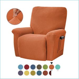 Chair Covers 1 Seat Recliner Stretch Sofa Sliper Er 4Pieces Solid Color Elastic Spandex Furniture Soft Couch Protector Drop Delivery Dhjsf