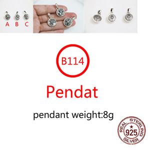 B114 S925 Sterling Silver Pendant Personalized Punk Style Retro Hip Hop Simple Pendant Cross Flower Letter Shape Gift for Lover