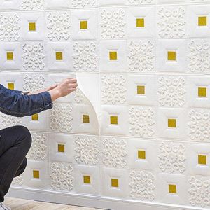 Duvar Kağıtları 10 PCS/SET 3D Duvar Çıkartmaları Tavan Paneli Çatı Dekoru Su Geçirmez Kendinden Yapışkan Köpük Duvar Kağıdı Oturma Odası Kitchen TV Zemin