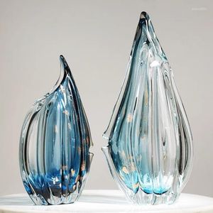 Vase Light Luxury Nordic Style Sexquisite Glass Decorationシニアセンス透明な水の花の芸術と工芸品の贈り物