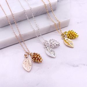 Chains English Initial Letter Necklace Pine Cone Lucky Happy Chain Charm Jewelry Fashion Love Gift For Family Friend
