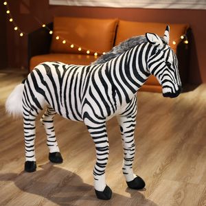 Plush Dolls Zebra Plush Animal Cross Soft Giant Filled Horse Reality Hukelma Sweat Horse Lusama Plush Toy Doll Children's Gift 230329