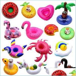 Party Decoration Floating Cup Holder Swim Ring Water Toys Beverage Boats Baby Pool Uppblåsbara dryck Holder Bar Beach Coasters Drop Dhhws
