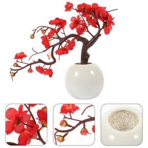 Decorative Flowers Artificial Plum Potted Planters Indoor Plants Fake Flower Plastic Bonsai Cloth Tree