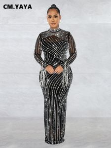 Sıradan elbiseler cm.yaya kadın örgü püskül uzun kollu elmas rhinestones bodycon mixi maxi uzun elbise ve tank iç elbiseler 2331 takım elbise 230331