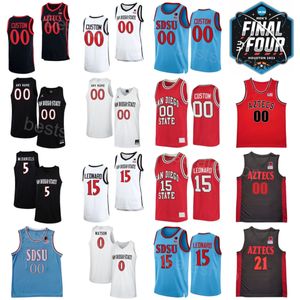 Basketball Final Four 2023 College Jerseys San Diego State Aztecs 0 Devin Watson 5 Jalen McDaniels 21 Malik Pope 15 Kawhi Leonard Jamaal Franklin Nome personalizzato Numero