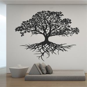 Wall Stickers Tree of Life Wall Decal Vinyl Tribal Life Ring Root Branch Bird Decal Living Room Yoga Studio Decorative Mural DW20884 230331