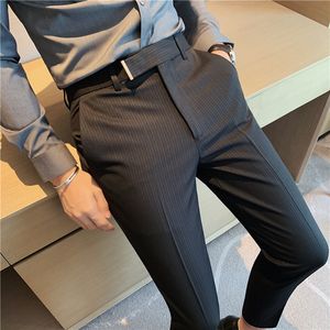 Men's Suits & Blazers Summer Classic Striped Thin Pants For Men Business Dress Casual Office Social Suit Pant Wedding Groom Trousers Man Clo