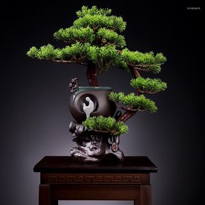 Dekoracyjne kwiaty symulowane roślina bonsai sztuczna sosna drzewo stołowe dekretop w pomieszczenia zielone sztyft fałszywe rośliny wystrój domu