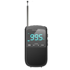 Portable Mini FM/AM Stereo Radio with Display, Storage Station, Clock Setting, 35mm Headphone Output, and Built-in Battery