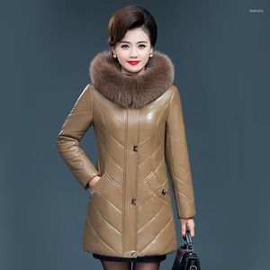 Kvinnor läder kvinnor täcka vintern 2023 mode varm päls krage huva faux fårskinnjacka toppar ytterkläder kvinna plus size l-7xl