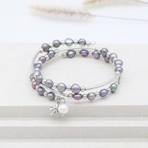 Bangle Natural Freshwater Pearl Warp Bracelet Mermaid Purple Maple-Leaf Charm Jewelry 20 Colors Available PB002