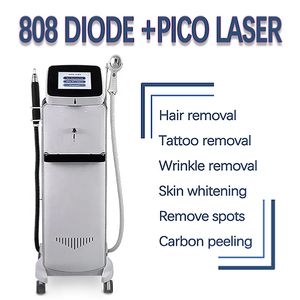 Macchina per la depilazione laser a diodi 808nm 2 in 1 Dispositivo per la rimozione del tatto laser a picosecondi Rimozione del pigmento Peeling al carbonio Sbiancamento della pelle