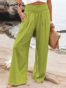 Women's Pants Capris Ytimoky Women's Summer Pants Vintage Street Clothing Neon Green Wide Leg Pants 230331