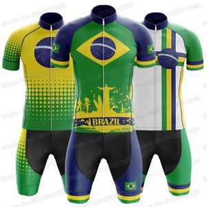 Tävlingssatser 2023 Brasilien Team Cycling Jersey Set Summer Clothing Road Bike Shirts Suit Pants Mtb Brasil Camisa de Ciclismo Masculina