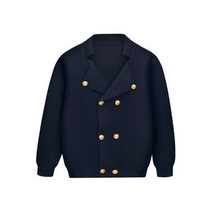 Cardigan British Kids Boys Cappotto lavorato a maglia Uniforme scolastica primaria Autunno Inverno Bambini Ragazze Tinta unita Maglioni doppio petto 230331