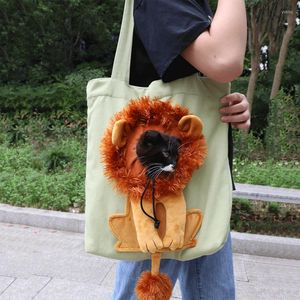 Cat Carriers Soft Pet Lion Design Tragbare Atemtasche Hundetragetaschen Ausgehende Reise Haustiere Handtasche mit Sicherheitsreißverschlüssen