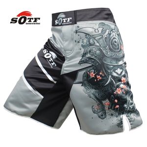 Boxningstammar Sotf Mens Japanese Warrior Grey Sports Fitness Angle Pants Tiger Muay Thai Boxing Shorts MMA Kort kickboxning Boxeo Pretorian 230331