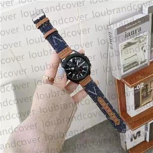 20 mm 22 mm Designer-Denim-Uhrenarmband für Samsung Galaxy Watch 5 4 Bänder 40 mm 44 mm 42 mm 46 mm Active 2 Correa Gear S3 Armband Original-Monogramm-Ersatz-Smart-Bänder