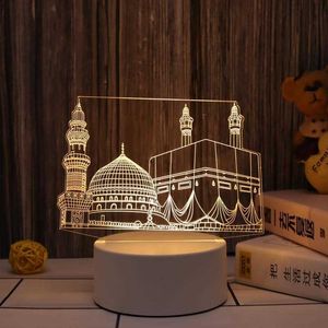 ナイトライトEid Mubarak 3DランプアクリルLEDナイトラマダンカリームホームベッドルームのためのラマダンカリーム装飾