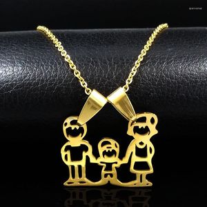 Chains Boy Kids Family Necklaces Women Gold Color Stainless Steel Necklace Jewellery Joyas Mother's Day Gift ND310S08