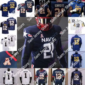 2021 Navy Fly Midshipmen Football Jersey NCAA College Jacob Springer Roger Staubach Keenan Reynolds Malcolm Perry Nelson Smith CJ Williams Tazh Maloy